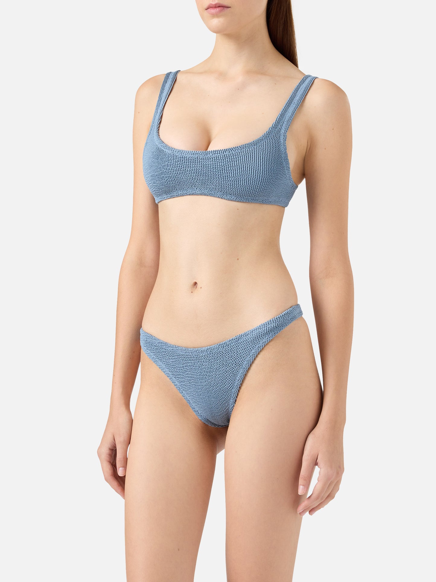 Naima Naomi Crinkle-Bralette-Bikini in Aviator-Blau