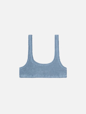 Naima avio blue crinkle classic bralette top
