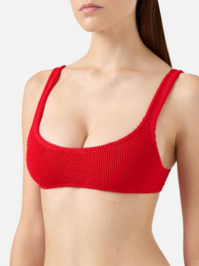 Naima – Klassisches Bralette-Oberteil in Crinkle-Optik in Rot