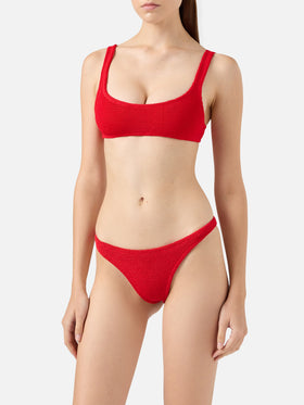 Bikini a bralette Naima Naomi in crinkle color rosso