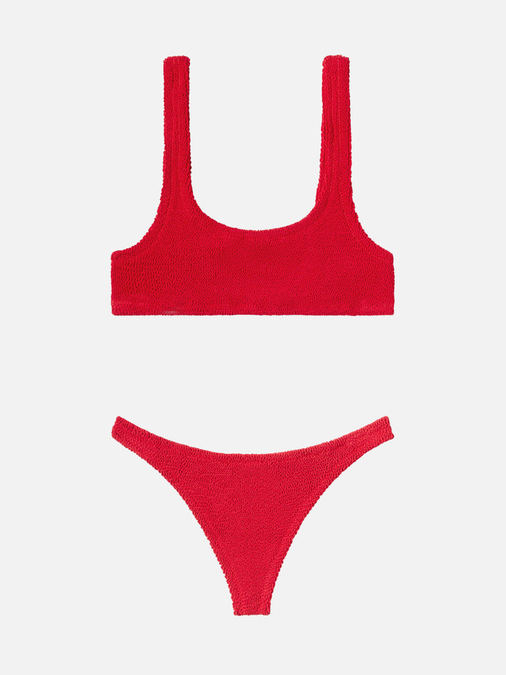 Naima Naomi crinkle bralette bikini in red