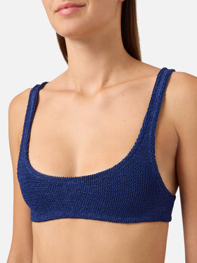 Bikini Naima Elise bleu marine en tissu crinkle 