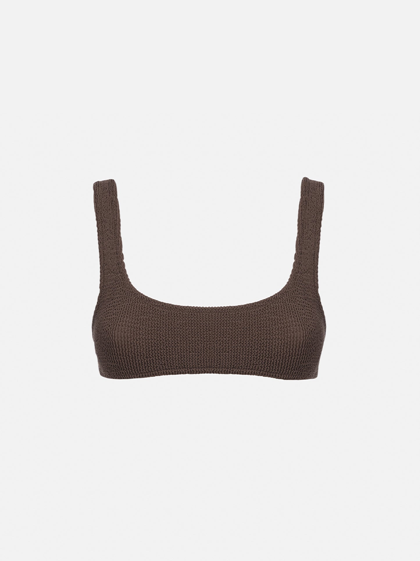 Femme haut de bikini brassière froissé classique marron Naima 