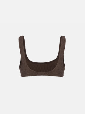 Femme haut de bikini brassière froissé classique marron Naima 