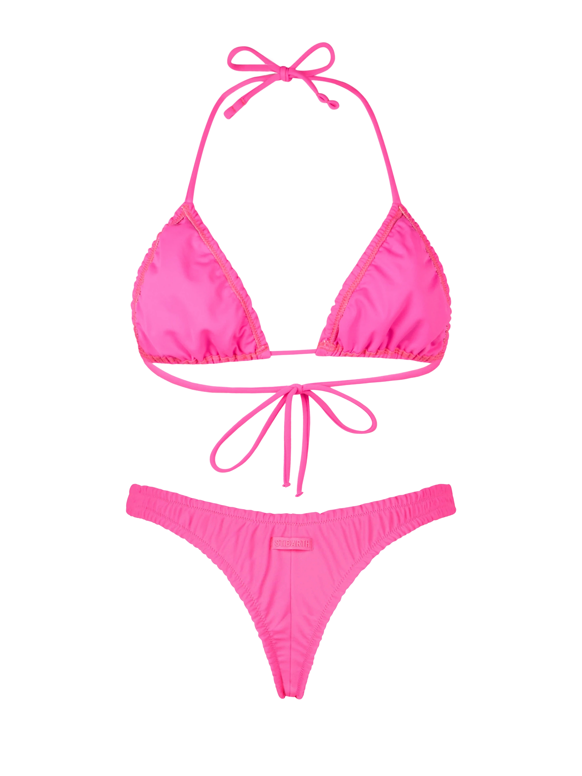 Woman ruffled fluo pink triangle bikini Nilly Nalu - MC2 Saint Barth