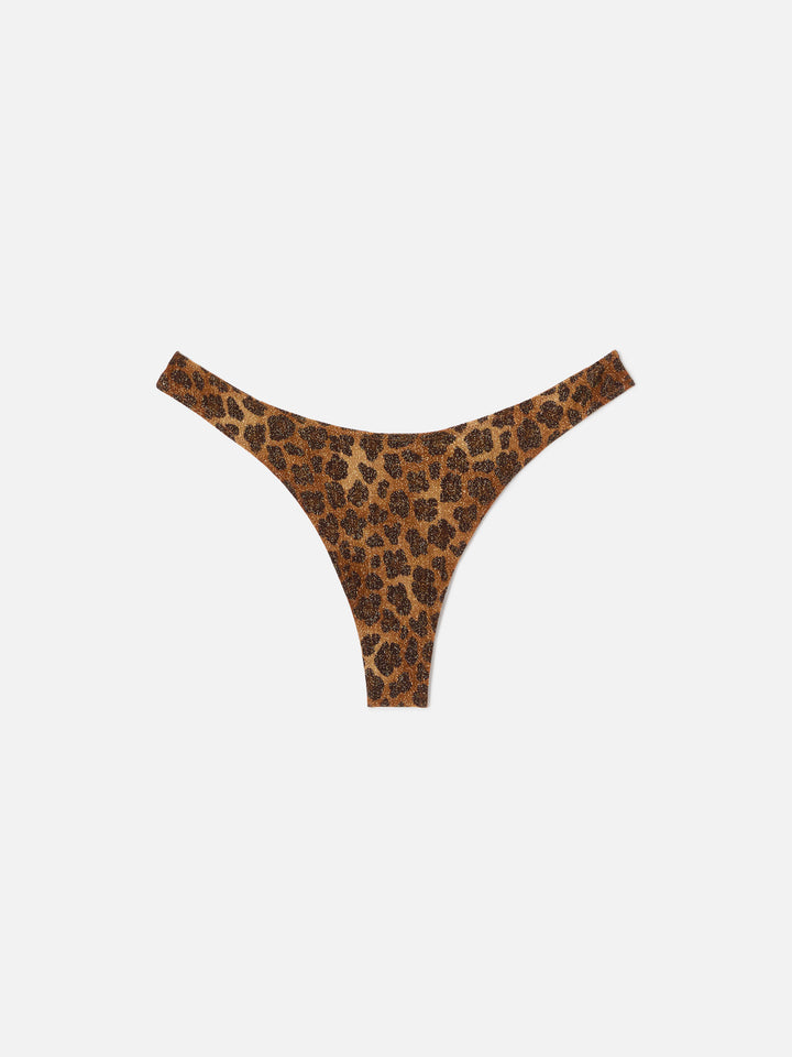 Slip mare Naomi modello brasiliana in tessuto lurex con stampa animalier