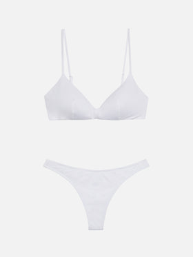 Bikini a bralette scollato May Naomi in bianco con brasiliana