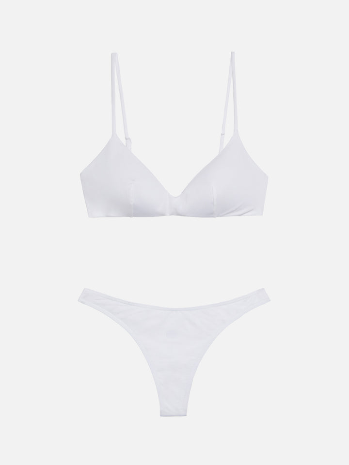 Scoop bralette bikini May Naomi in white with cheeky swim briefs