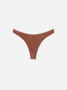 Naomi slip mare cheeky in velluto marrone cammello