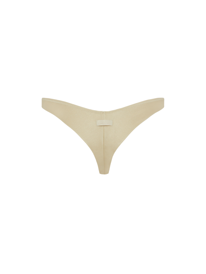 Naomi gold cheeky swim briefs with big rhinestone embellishment