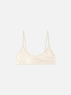 Top de bikini tipo bralette Sadie laminado dorado 