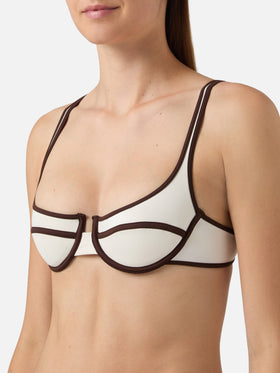 Bikini Amira String Naomi String panna con profili marroni