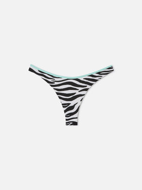 Bas de bikini échancré Naomi String à imprimé zèbre 