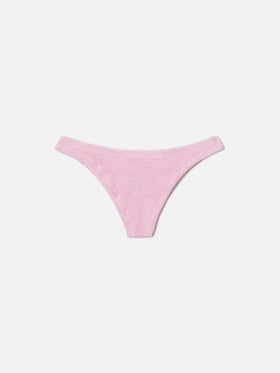 Slip mare Naomi modello brasiliana in tessuto crinkle rosa chiaro