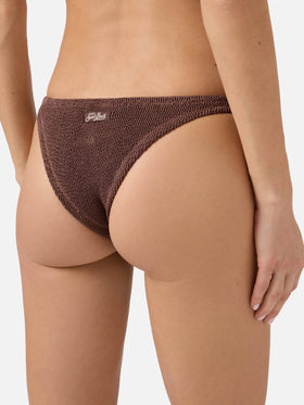 Bikini a fascia Yulia Naomi in crinkle marrone