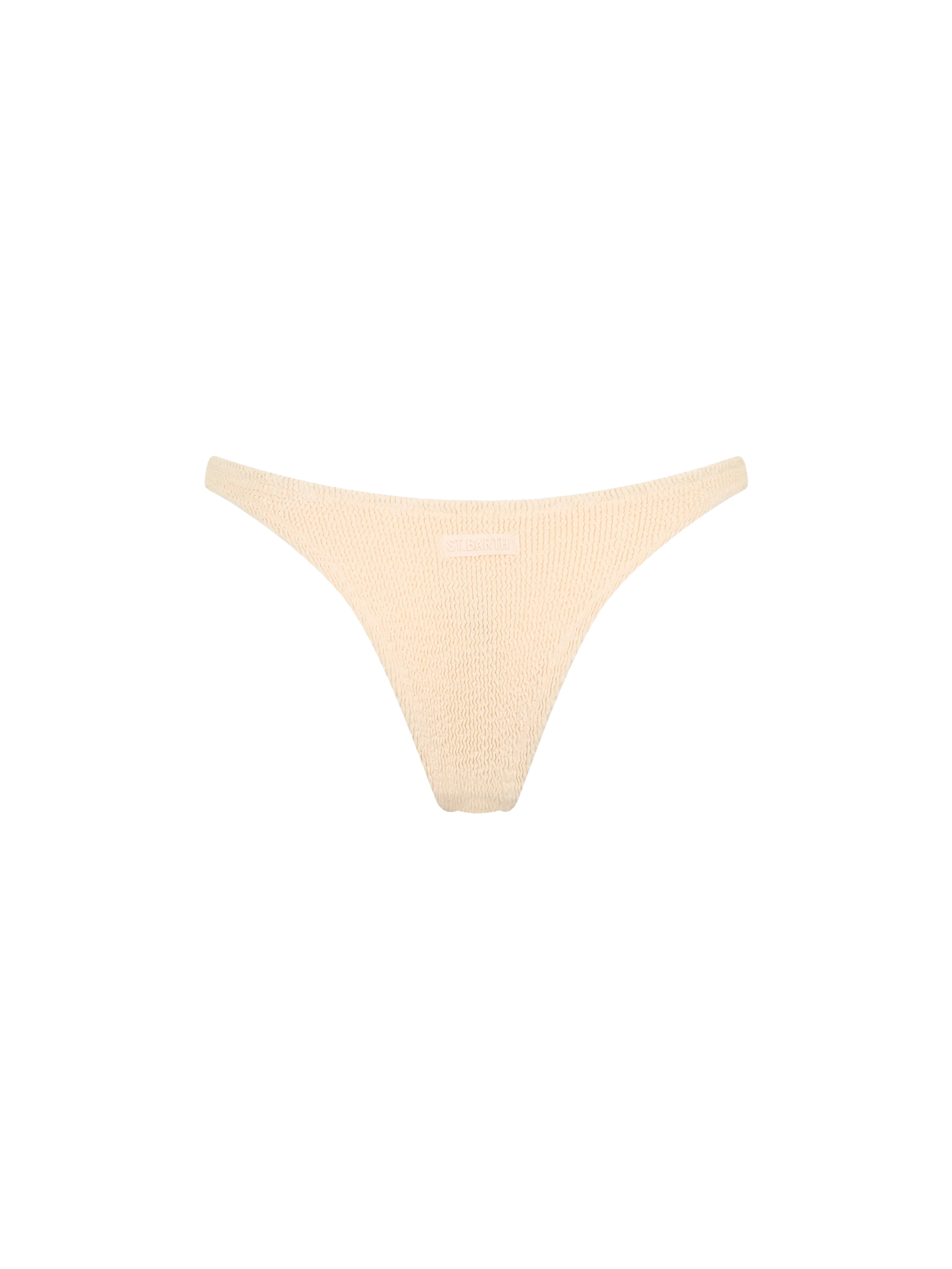 Naomi beige crinkle cheeky swim briefs - MC2 Saint Barth