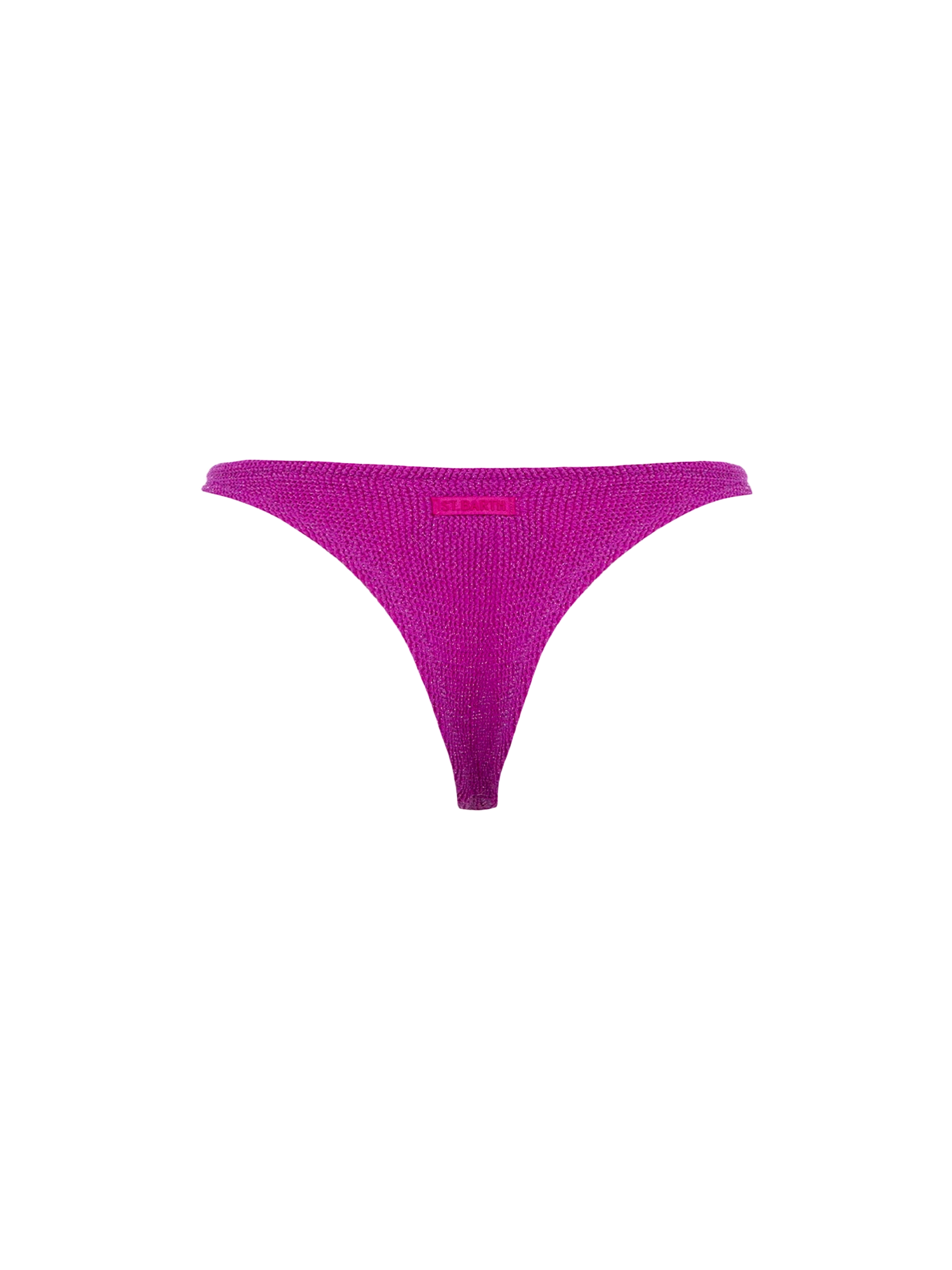 Woman fuchsia lurex crinkle cheeky swim briefs Naomi - MC2 Saint Barth