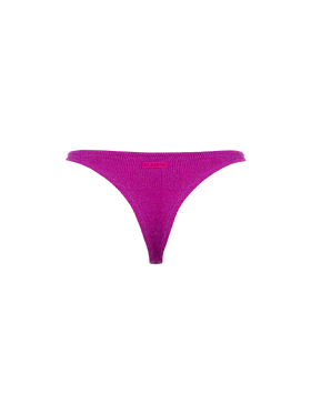 Woman fuchsia lurex crinkle cheeky swim briefs Naomi - MC2 Saint Barth