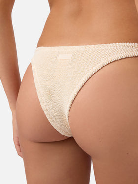 Braguita de bikini brasileña Naomi en tejido crinkle blanco 
