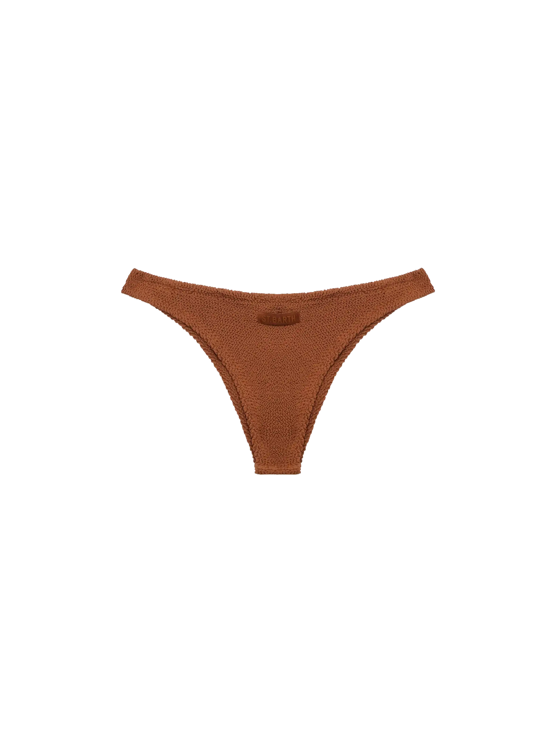 Naomi camel brown crinkle cheeky swim briefs - MC2 Saint Barth