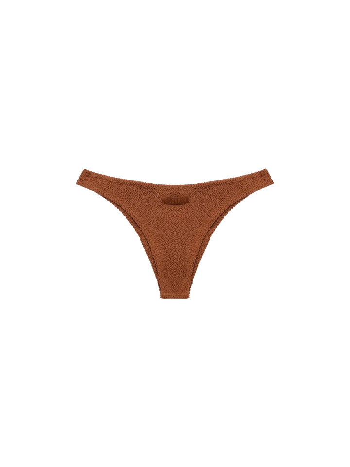 Naomi camel brown crinkle cheeky swim briefs - MC2 Saint Barth