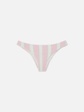 Top bikini Naima bralette in tessuto crinkle a righe rosa