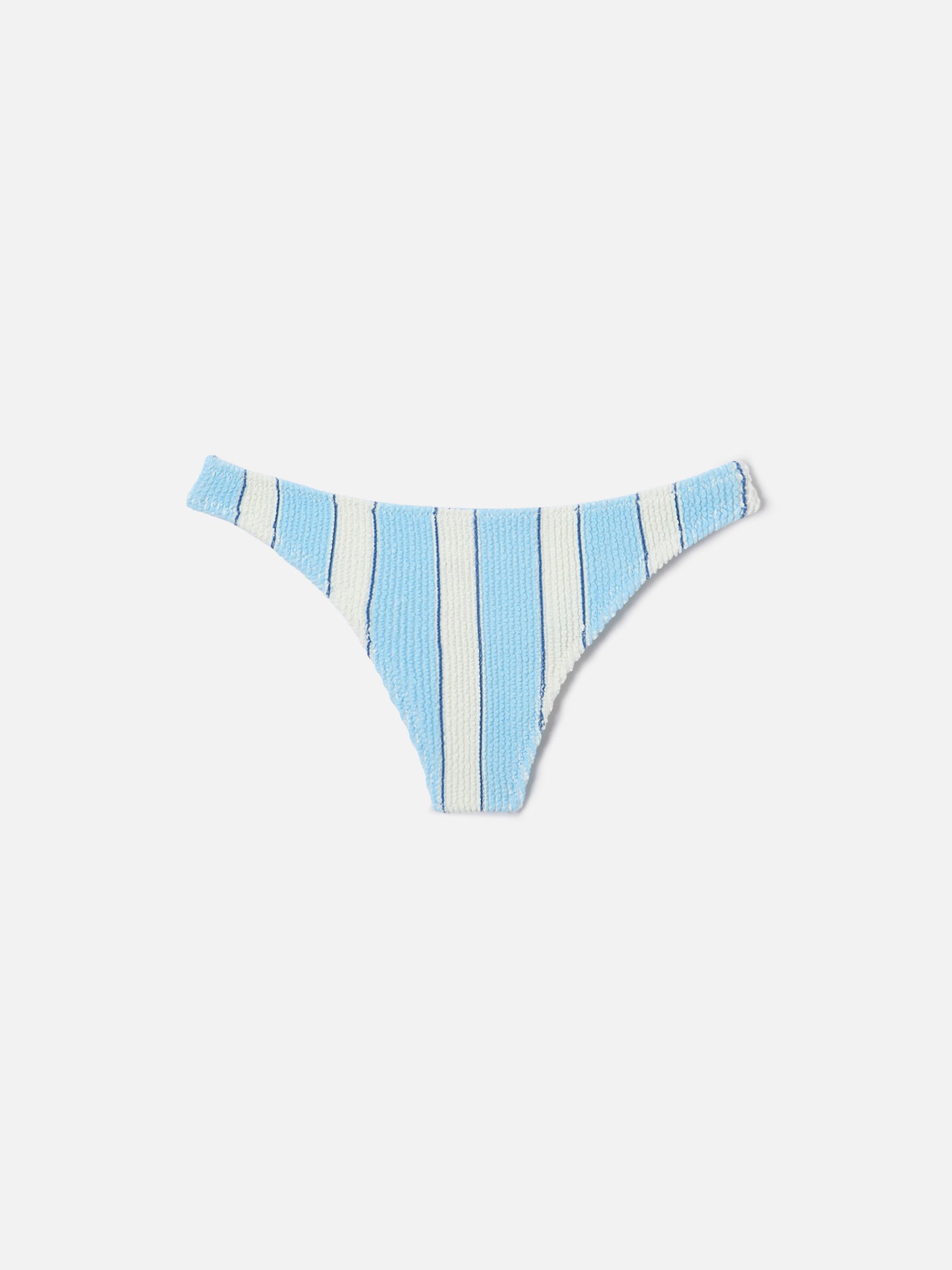 Slip mare Naomi modello brasiliana in tessuto crinkle a righe azzurre e bianche