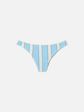 Slip mare Naomi modello brasiliana in tessuto crinkle a righe azzurre e bianche