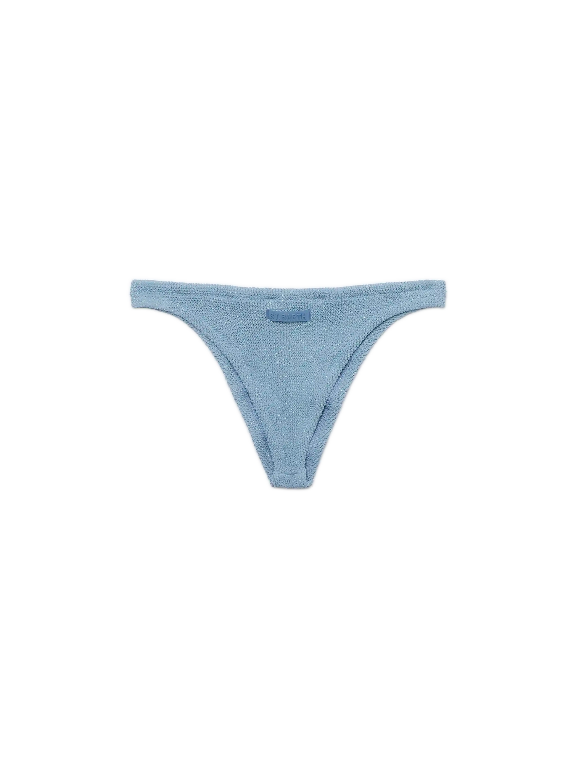 Naomi avio blue lurex crinkle cheeky swim briefs - MC2 Saint Barth