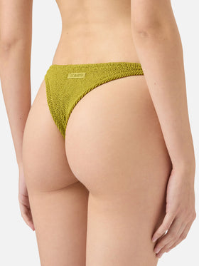 Naomi pistachio crinkle cheeky swim briefs