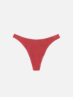 Naomi brick red crinkle cheeky swim briefs