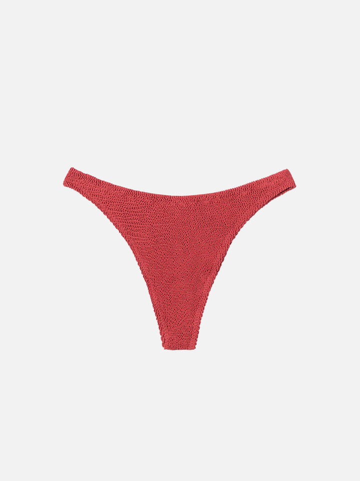 Slip mare cheeky Naomi in crinkle rosso mattone