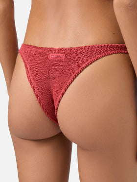 Bikini Yulia Naomi a fascia in tessuto crinkle rosso mattone