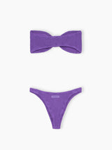 Woman purple crinkle bandeau bikini Yulia Naomi