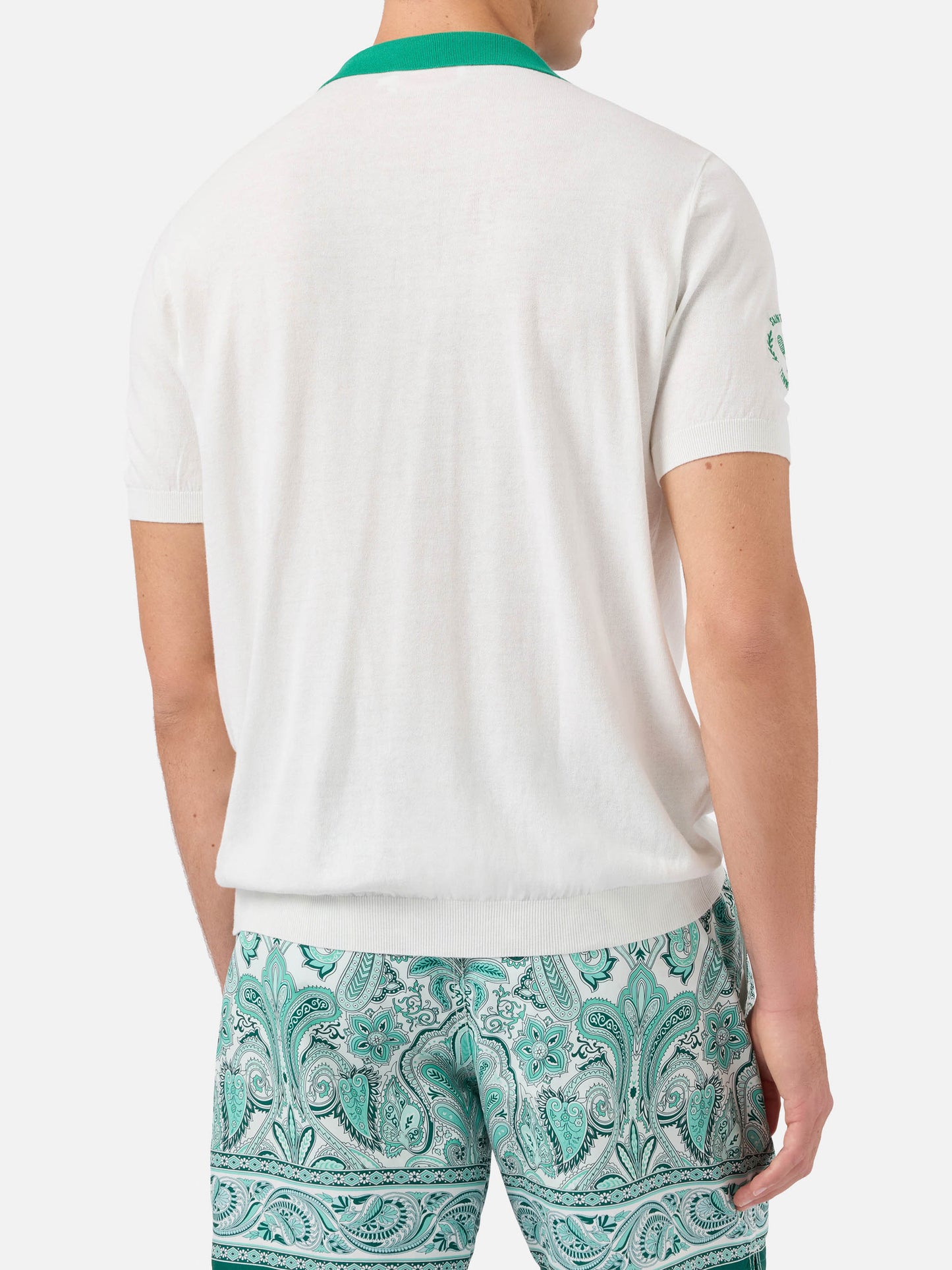 Newcombe gestricktes Poloshirt aus off-whitefarbener Baumwolle | Special Edition 