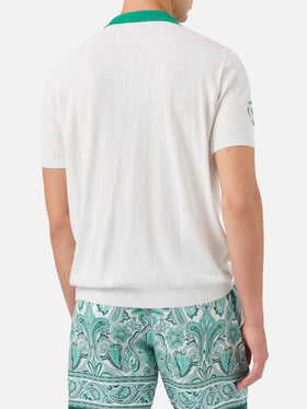 Newcombe gestricktes Poloshirt aus off-whitefarbener Baumwolle | Special Edition 