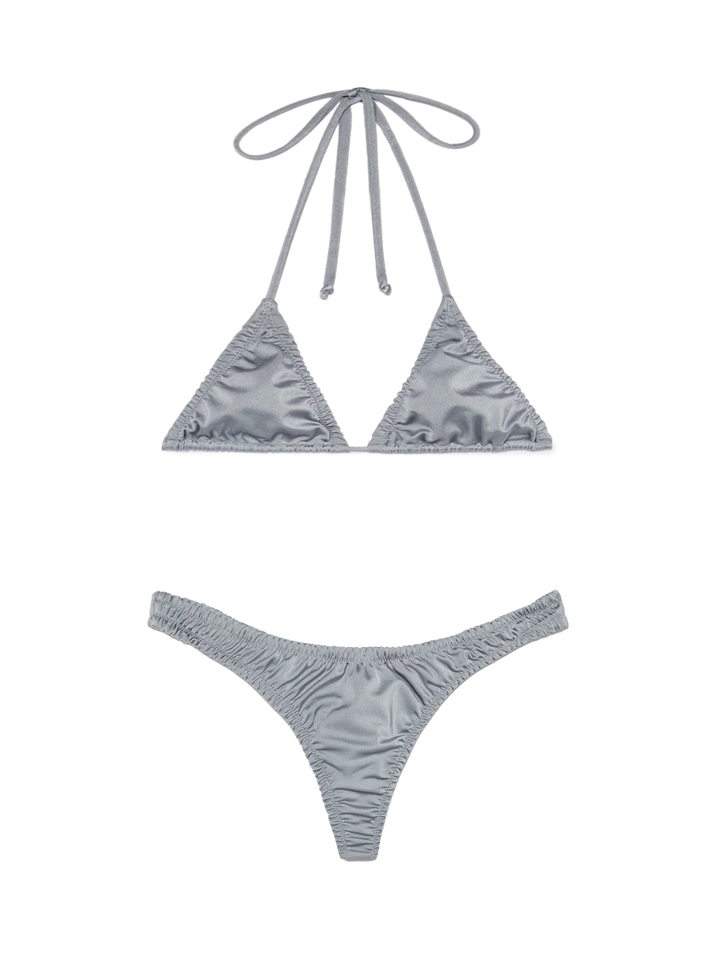 Classic triangle bikini Nilly Nalu in shimmer grey - MC2 Saint Barth
