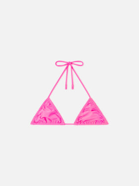 Top de bikini de triángulo Nilly de color liso rosa flúor 