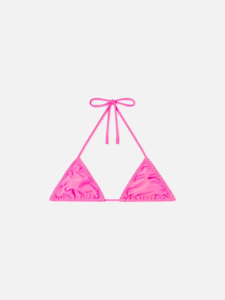 Haut de bikini triangle Nilly rose fluo uni 
