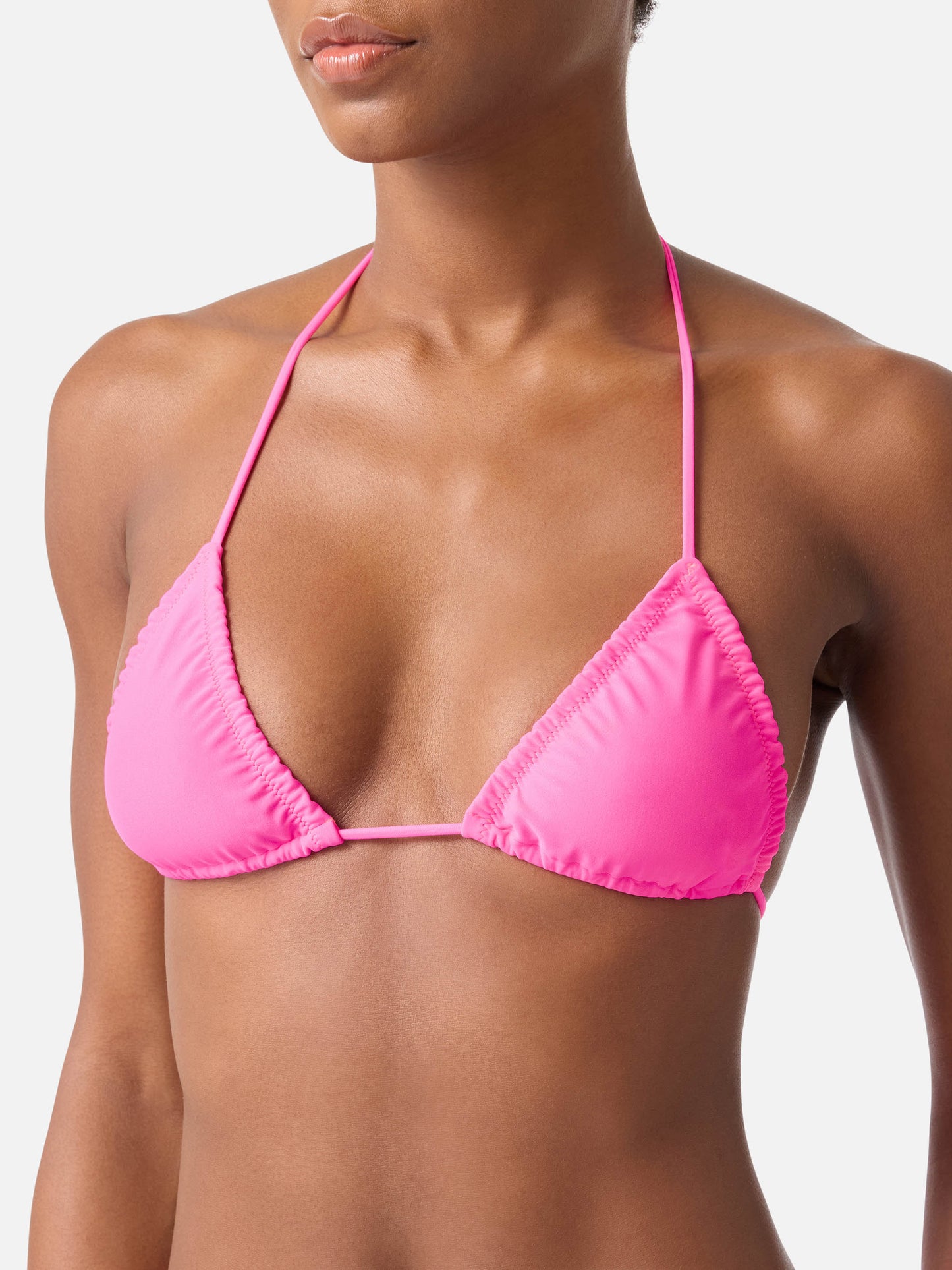 Bikini triangular con volantes Nilly Nalu fluo pink 