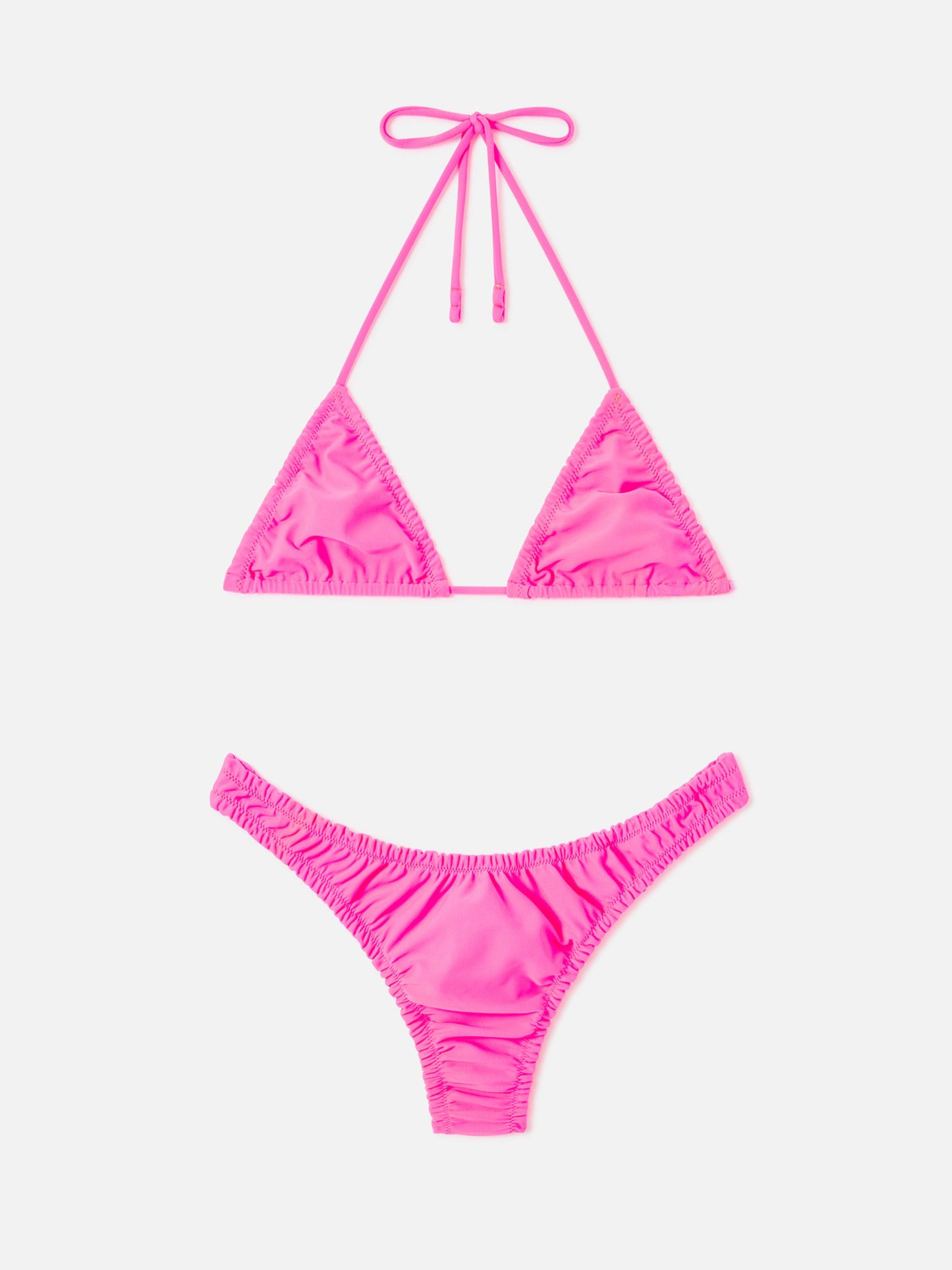 Bikini triangular con volantes Nilly Nalu fluo pink 