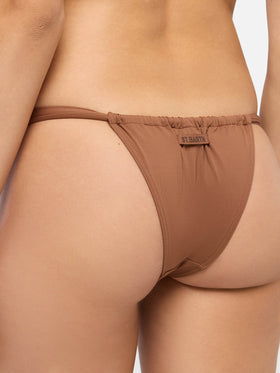 Bikini a bralette con ferretto Salina Noelle e slip modello cheeky in marrone