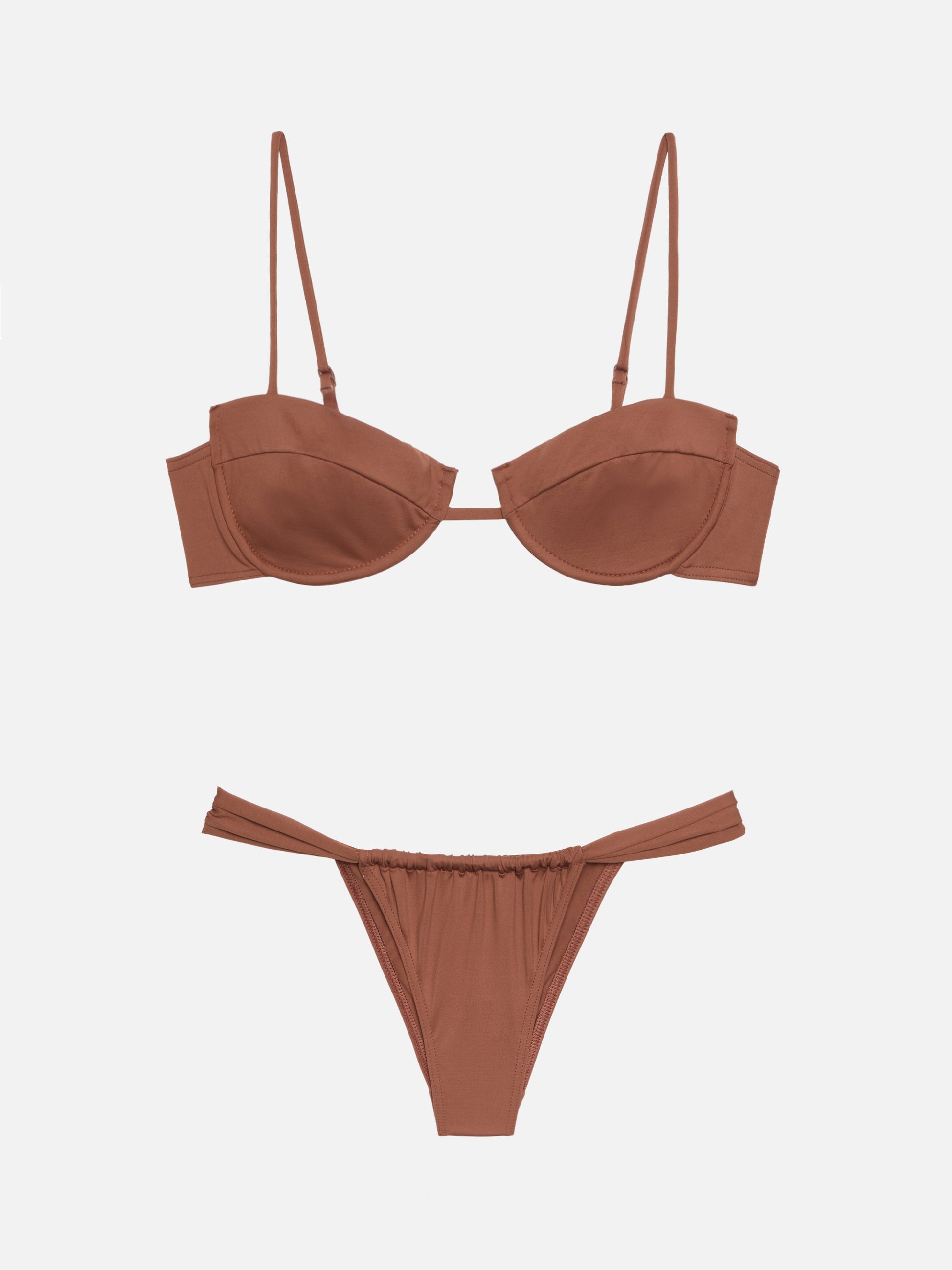Underwired bralette bikini Salina Noelle with cheeky swim briefs in brown - MC2 Saint Barth
