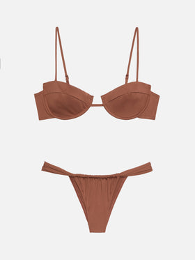 Underwired bralette bikini Salina Noelle with cheeky swim briefs in brown - MC2 Saint Barth