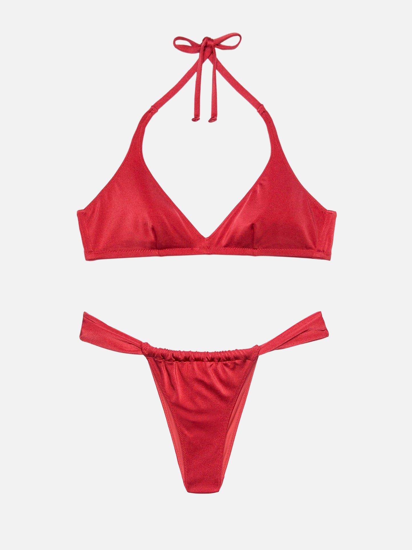 Bikini a bralette Gaia Norah color rosso mattone shimmer