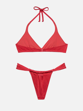 Bikini a bralette Gaia Norah color rosso mattone shimmer