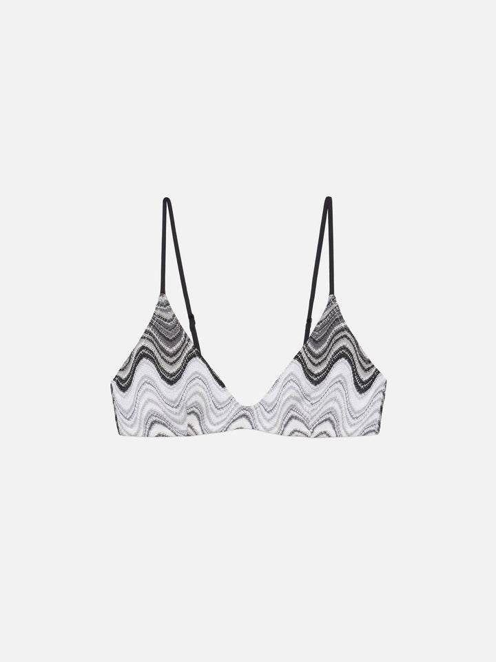 Bralette scollata in maglia raschel con motivo a onde Paloma