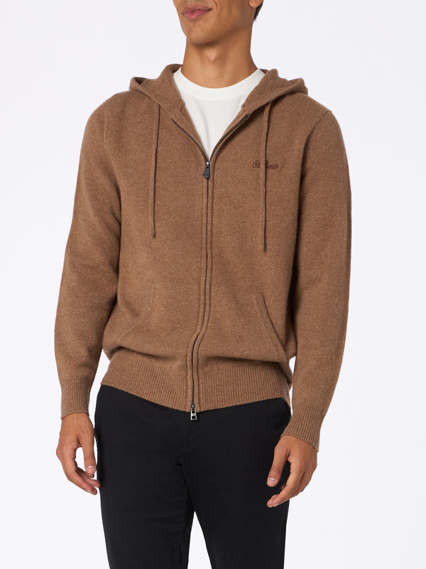 Man camel lambswool hooded sweater Notting