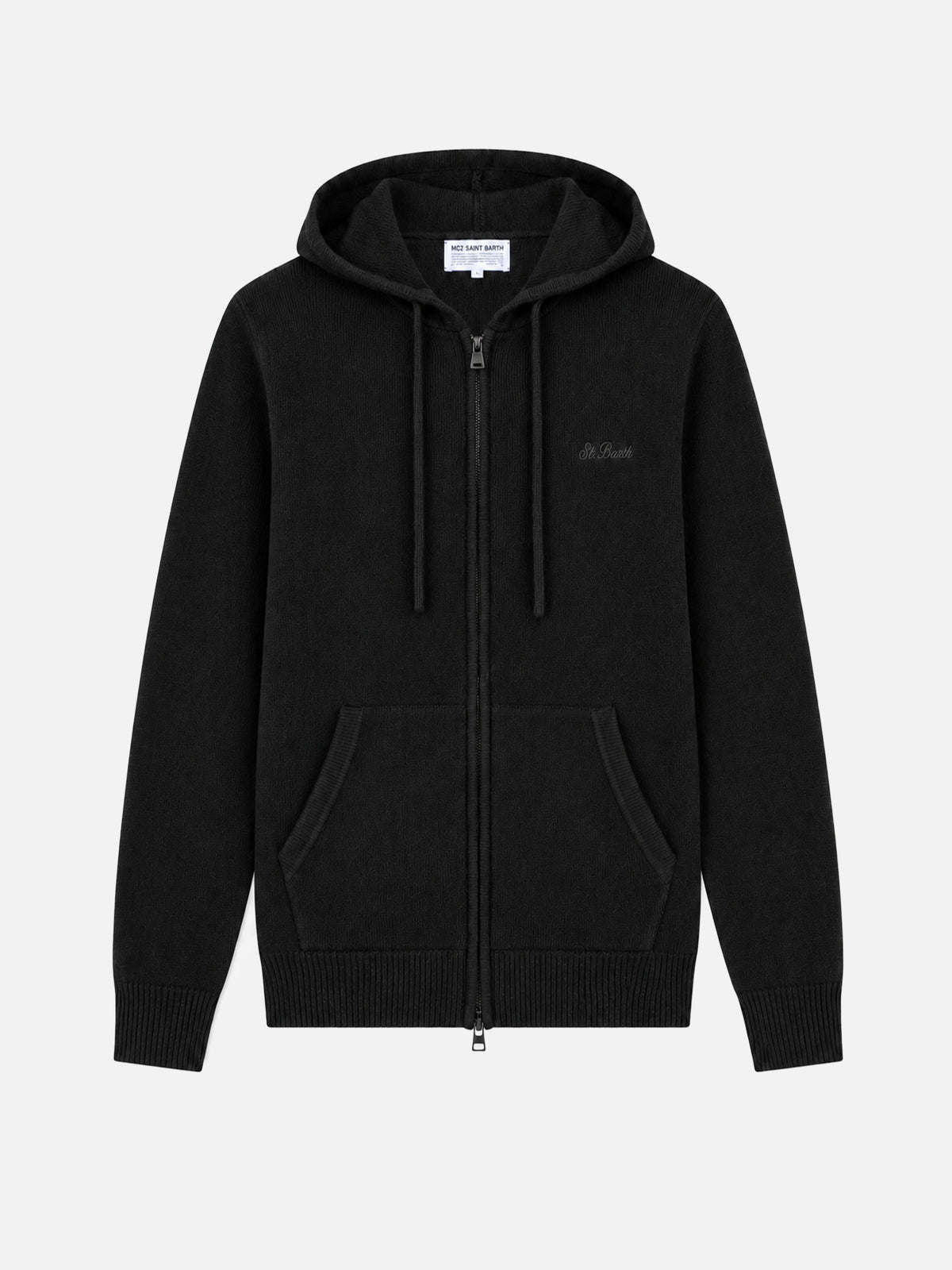 Kapuzenpullover aus Notting-Wolle in Schwarz in Uni-Optik 