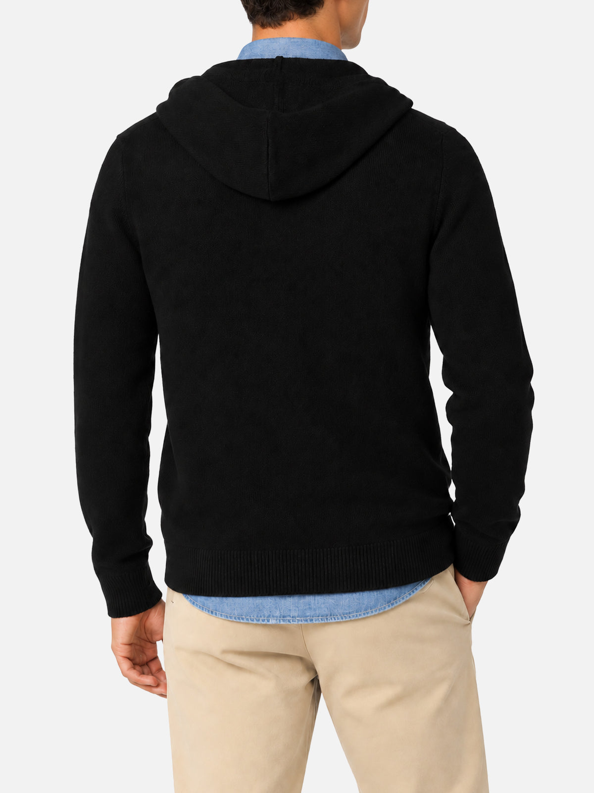 Kapuzenpullover aus Notting-Wolle in Schwarz in Uni-Optik 
